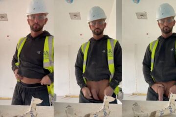 Clip of a construction worker showing off his massive cock