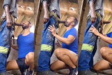 Blowing the construction worker before he fucks me