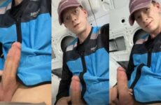 Amazon driver jerks off in the back of his truck
