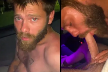 Bearded guy sucks a cock in the car Bearded guy sucks a cock in the car