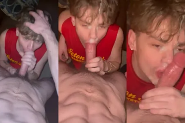 Twink sucks a cock and gets rewarded with a big facial