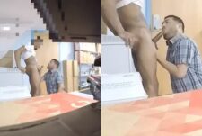 Manager caught sucking off new employee