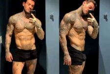 Quick clip of Lucas Lucco showing off his body in the mirror