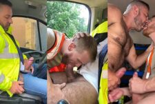 Truck driver gets his cock sucked in the cab