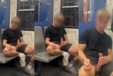 Fit guy shoots a load on the train