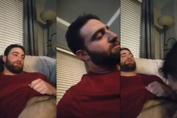 Bearded guy gets head