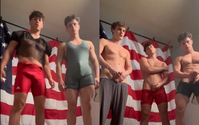 Ethan Wilson (ethan_w999) – jerking off in our wrestling singlets