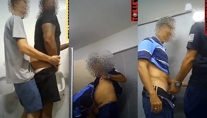 Latin group play in the public bathroom