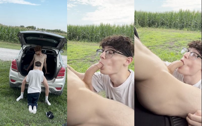 TwinkRiley – a blowjob while parked in a cornfield