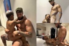 Fucking a dwarf in the kitchen after a workout