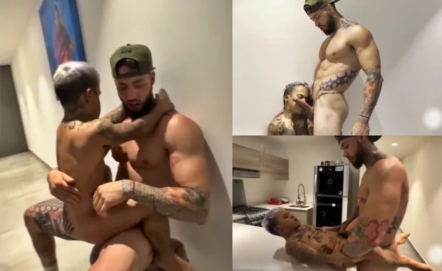 Fucking a dwarf in the kitchen after a workout