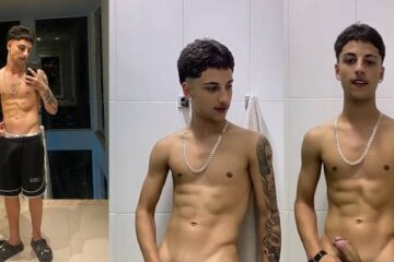 Gabriel Ritelli plays with his cock in the bathroom