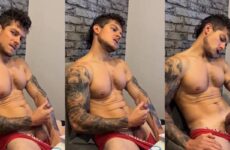 Jacked stud jerks off