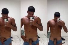 Stud latin shows off his horse cock