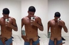 Stud latin shows off his horse cock