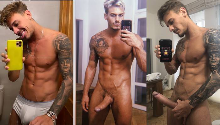 Late night jerk of Chris Diamond’s uncut cock