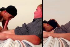 Guy gets his first blowjob from a guy