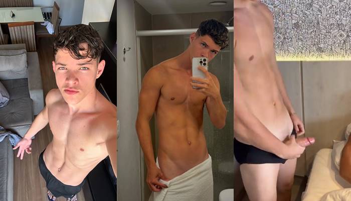 Charles Matheus jerks off in the shower