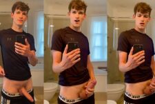 Milo Jaspers jerks off in the bathroom mirror