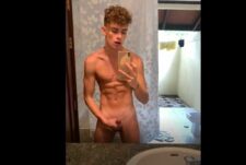 Romeo Twink jerks and cums in bathroom
