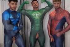 FitNard, MrMuscle, and DaanMr jerk off while in costumes