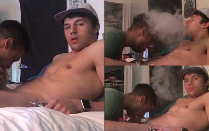College gets his cock sucked with vaping