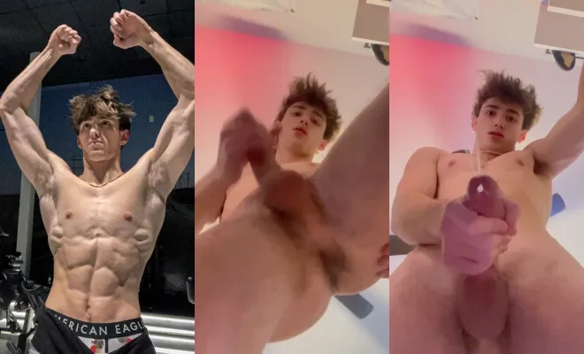 Jayden Steele jerks off above you and cums on you