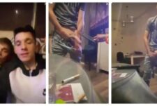 Drunk guys measure eachother’s cocks