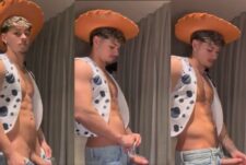 Alex Mendes (alexwm10) shows off his cock while dressed as Woody