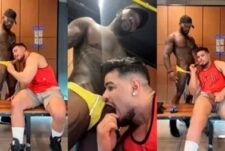 Rico Marlon sucks Bombom Dot in the gym locker room