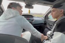 Samuele Cunto (sexysamu) and Kevin Guastella (hotkev) jerk and fool around in the car