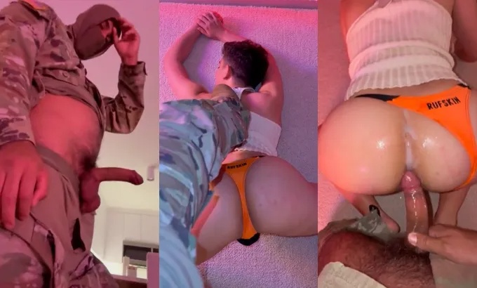 Kayleb Alexander gets bred by a miltary guy, taking two loads