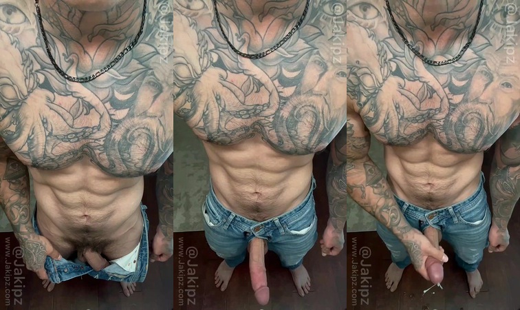 Stroking my big cock in jeans while talking dirty – Jake Andrich (Jakipz)