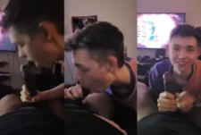 Twink takes a break from gaming to suck a cock