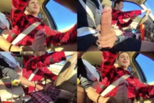 Jerking my bro while he drives