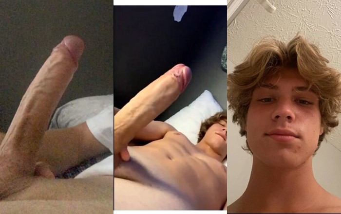 Twink jerks his long cock – a compilation