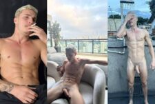 Young, fit guy jerks off