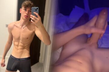 Hung 18 year old college student Kai Woods jerks off and cums on his abs