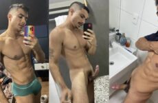 Renan Franco jerks off in the bathroom