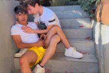 David Cameron, Kai Danvers – a handjob outside on the stairs