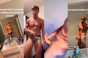 Cute, fit twink jerks his cock – a compilation