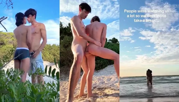 Twink couple fuck on the beach