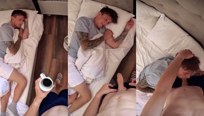 Waking the boyfriend by shoving my cock down his throat – leons_stories