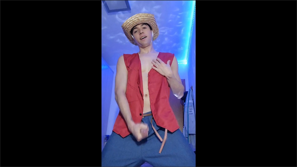 Fit Vegan Twink jerks off in costume