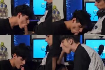 Twink sucks his friend while he games Twink sucks his friend while he games