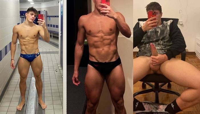 Olympic athlete Stefano Belotti jerks off and does nude squats