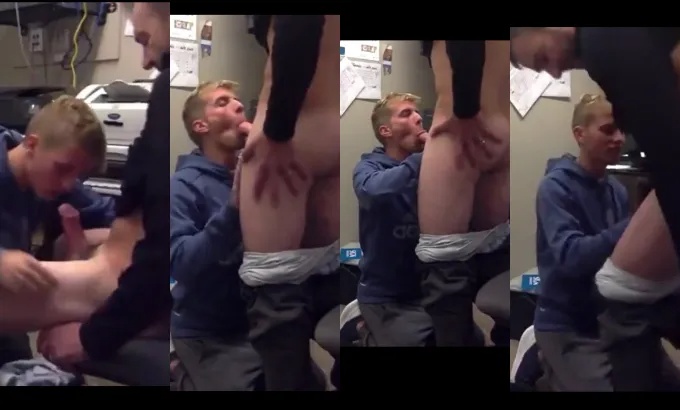 Blond twink blows his boss in his office Blond twink blows his boss in his office