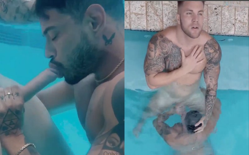 Philippe Soulier and Alejo Ospina fuck poolside