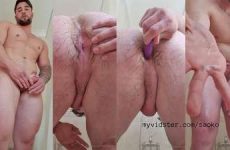 ClarkKentBoy shows his ass and jerks in the shower