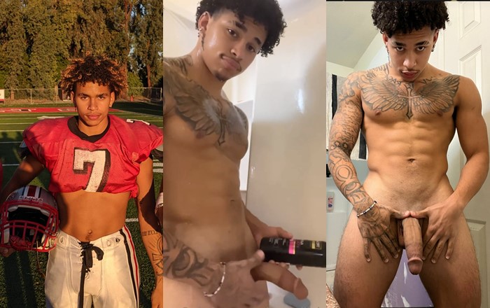 Tattedlightskin shows off his cock and ass